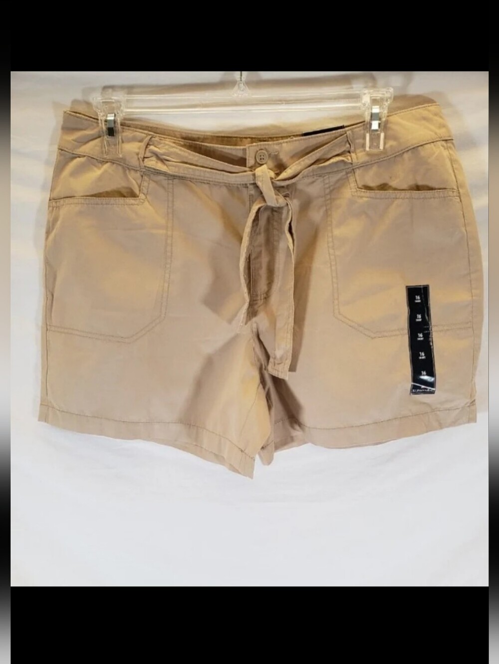 NWT St.John's Bay Chino Khaki Shorts With Tie Sz 16